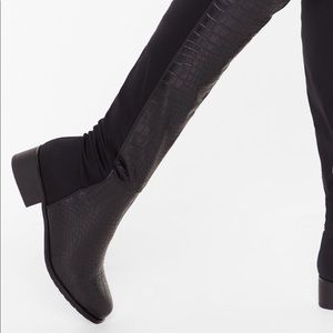 Faux Crocodile over the knee boots